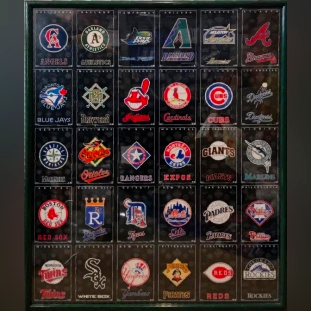 Vintage 1995 "MLB Logo Collage" Poster - RARE - NOS
